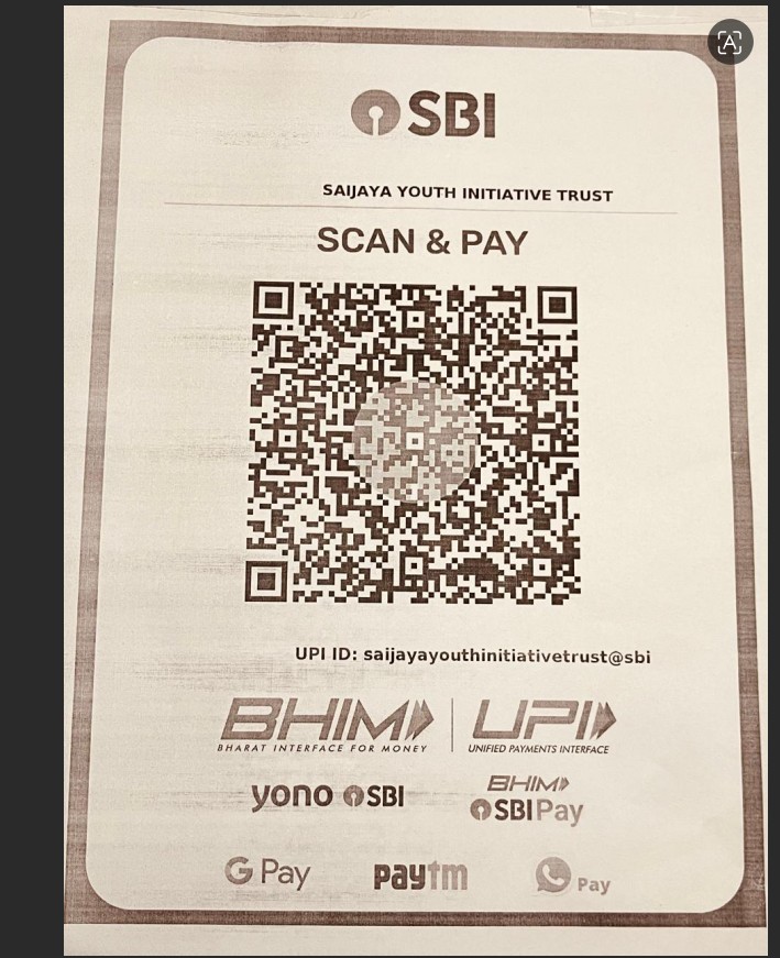 Saijaya Youth Initiative Trust contribution QR code